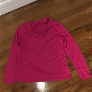 Pink collared vneck